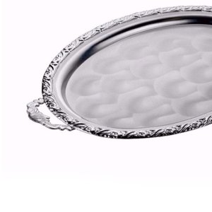 48x25cm BÜYÜK BOY OVAL MODEL GÜMÜŞ NİŞAN TEPSİSİ