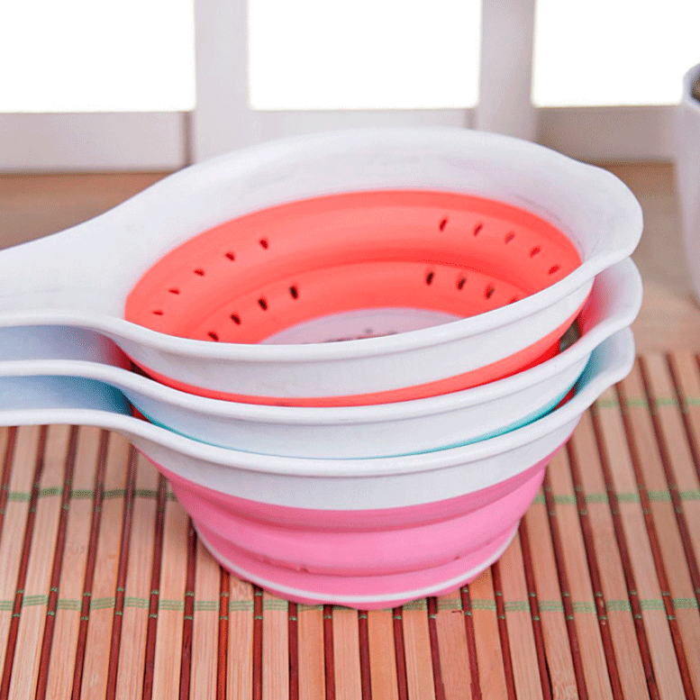 Kulplu Yuvarlak Süzgeç Katlanabilir Akordiyon Kap Asorti