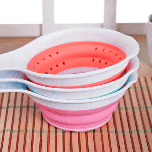 Kulplu Yuvarlak Süzgeç Katlanabilir Akordiyon Kap Asorti