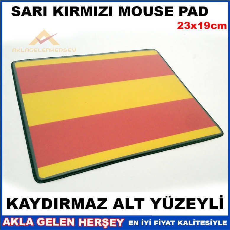 KAYMAZ ALT YÜZEYLİ SARI KIRMIZI DESENLİ MOUSEPAD