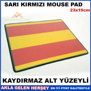KAYMAZ ALT YÜZEYLİ SARI KIRMIZI DESENLİ MOUSEPAD