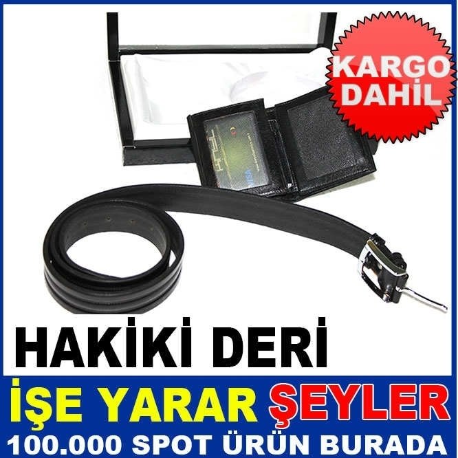 HAKİKİ DERİ SİYAH ERKEK KEMERİ ve CÜZDAN SETİ KD