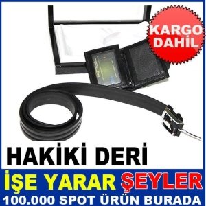 HAKİKİ DERİ SİYAH ERKEK KEMERİ ve CÜZDAN SETİ KD