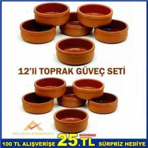 TOPRAK GÜVEÇ KASESİ 12 adet FIRIN SÜTLAÇ KASESİ