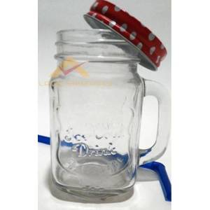 Metal Kapak Pipetli Cam Kavanoz İçecek Kupası Şf