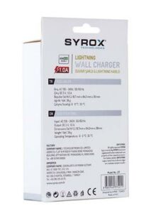 Syrox 1.0 Amper  Lıghtnıng Hızlı Şarj Cihazı ve Data Kablosu Iphone şarj Seti J17