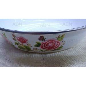 DIŞ YÜZEYİ ÇİÇEK DESENLİ EMAYE MUHALLEBİ TABAĞI NOSTALJİK 18cm RETRO EMAYE TABAK 1.KALİTE SIFIR ÜRÜN