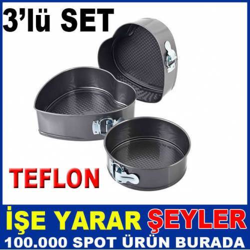 3'lü Set Kelepçeli Model-64 Teflon Kek Kalıbı