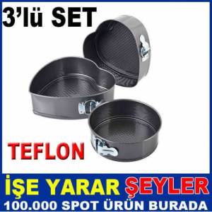3'lü Set Kelepçeli Model-64 Teflon Kek Kalıbı
