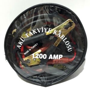 Çanta İçinde 1.6m Uzunluğunda 2 Tane Akü Bağlama Kablosu 1200 AMP Kalın, Kaliteli ve Dayanıklı Kablo