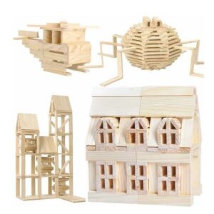 Wooden City 100 Parça Ahşap Eğitici Bloklar Seti KR101City Wood Hayal Gücü Genişleten Bloklar