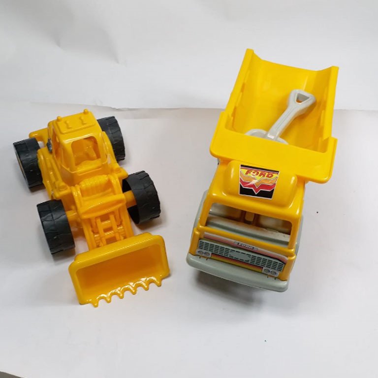 Büyük Boy Kamyon Kepçe 2li İnşaat İş Makinesi Oyuncak Seti 44cm