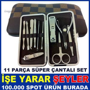11 PARÇA ÇANTALI PROFESYONEL MANİKÜR-PEDİKÜR SET