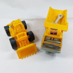 Büyük Boy Kamyon Kepçe 2li İnşaat İş Makinesi Oyuncak Seti 44cm