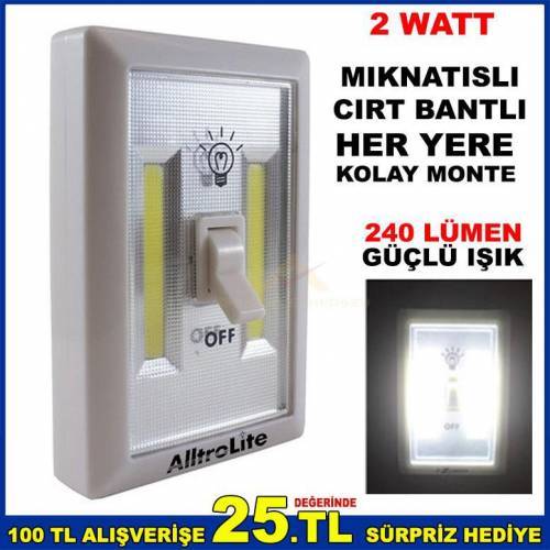 Aç Kapa Anahtarlı Kablosuz 2watt Cob Led Işıldakk