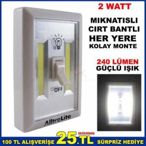 Aç Kapa Anahtarlı Kablosuz 2watt Cob Led Işıldakk
