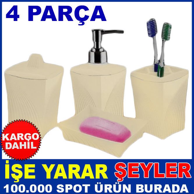 FLORA SERT PLASTİK BEJRENK 4PARÇALI BANYO SETİ K