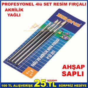 PROFESYONEL 4lü YAĞLI AKRİLİK BOYA RESİM FIRÇASI