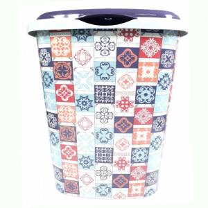 RENKLİ DESENLE KİRLİ SEPETİ BANYO 50x35x42 60 LT SAĞLAM YAPI VE ŞIK TASARIM GENİŞ HAZNELİ