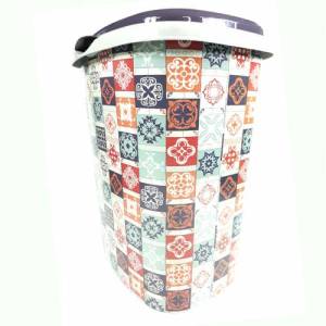 RENKLİ DESENLE KİRLİ SEPETİ BANYO 50x35x42 60 LT SAĞLAM YAPI VE ŞIK TASARIM GENİŞ HAZNELİ