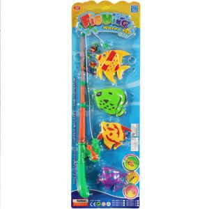 5 Parçadan Oluşan Mıknatıslı Oyuncak Olta - Çocuklara Uygun Rengarenk 4 Balıklı Olta