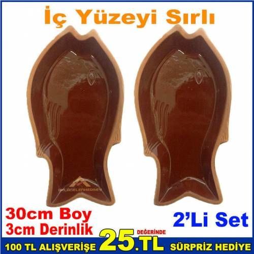 2 Adet TOPRAK ÇUPRA TAVASI 30x16cm GÜVEÇ FIRIN KABI YÜKSEK ISI ve ATEŞE DAYANIKLI TOPRAK GÜVEÇ KABI