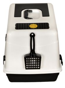 Maxi Kürekli İki Fonksiyonlu Kırılmaz Kapaklı Kapalı Kedi Tuvaleti WC Geniş Özel Karbon Filtreli