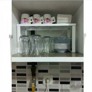 Tezgah üstü ya da dolap içi kullanılabilen portatif metal raf organizatörü 32x13x15cm