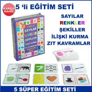 Renk,Sayı,Şekil,İlişki Kurma,Zıt Kavram Eğitimli 5 Süper Set - Çocukların Zeka Gelişimine Yardımcı