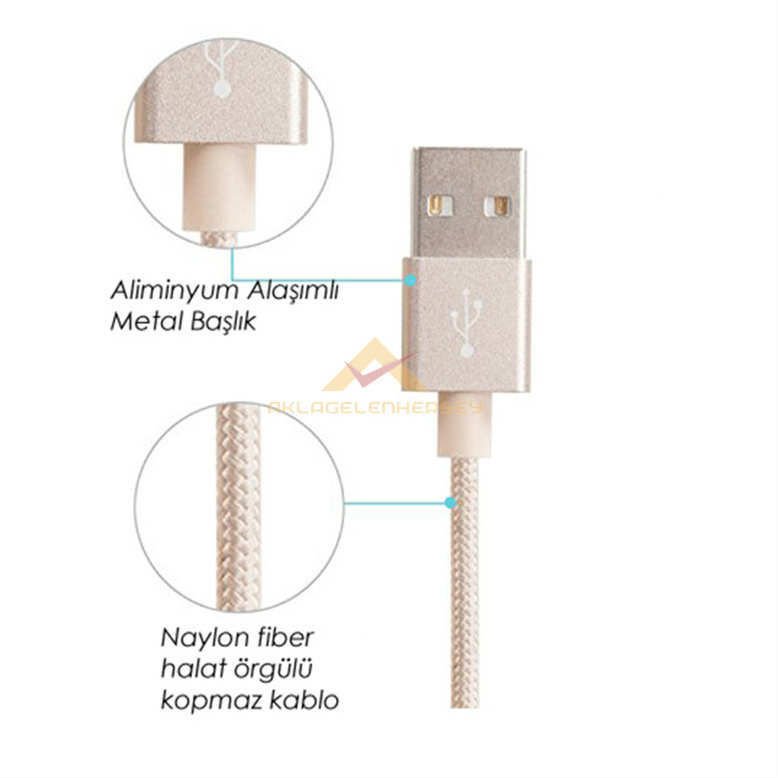 RENKLİ ÖRGÜLÜ MİCRO USB TELEFON ŞARJ KABLOSU -1