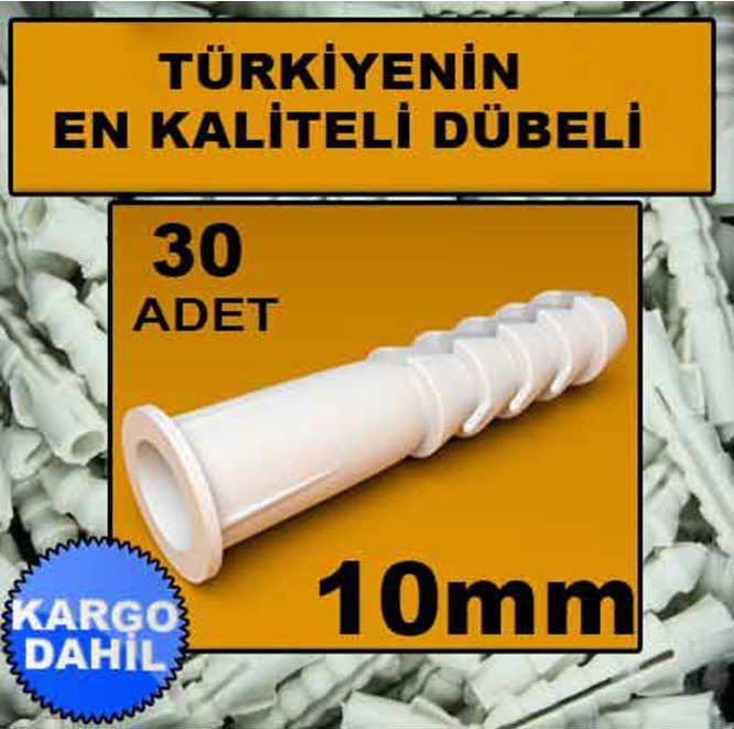 30ad 10mm YÜKSEK KALİTEDE STANDART PLASTİK DÜBEL -2