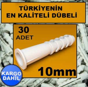 30ad 10mm YÜKSEK KALİTEDE STANDART PLASTİK DÜBEL -2