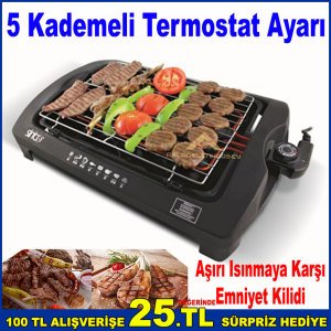 Sinbo Elektrikli Izgara 5 Kademe Termostat Ayarlı Mangal,Barbekü