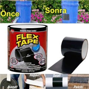 Flex Tape Su Sızdırmaz Bant Yama Bandı Kauçuk Astarlı Suya Dayanıklı Delik Akıntı Sızıntı Tamir Seti