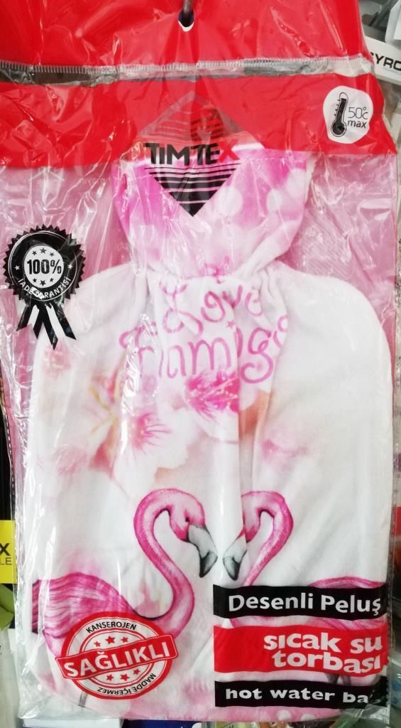 Peluşlu Sıcak su torbası Kuğu baskılı