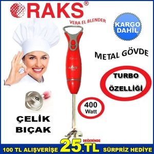 RAKS EL BLENDER VERA 400Watt PASLANMAZ ÇELİK EL BLENDERI