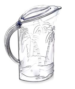 Akrilik Kristal Palmiye Desenli Şeffaf Sürahi 2 litre Koku Yapmaz Lüks Model Buzdolabı Kapağı Uyumlu