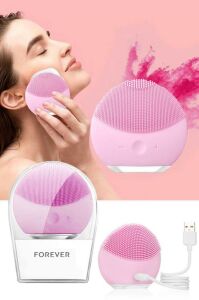 Forever Slikon Pembe Renk 8x8x3,5cm Cilt Temizleme ve Masaj Aleti Sağlığa Zararsız Maddeden Üretim