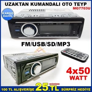 MEGA KUMANDALI MP3 ÇALAR 4x50W OTO TEYP MG7703U