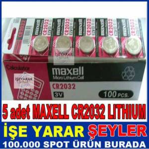 5 Adet Maxell Cr2032 Lıthıum 3v Düğme Pil