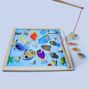 14 Parça Denizaltı Dünyası Mıknatıslı Ahşap Balık Tutma Yarışması 11 Balıklı ve 2 Oltalı Oyuncak