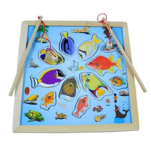 14 Parça Denizaltı Dünyası Mıknatıslı Ahşap Balık Tutma Yarışması 11 Balıklı ve 2 Oltalı Oyuncak