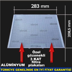 Alüminyum Davlumbaz Filtresi 283x208.5mm Ankastre Filtresi 28x20.8cm Alüminyum Kartuş Filtre abn34