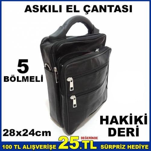 5 Bölmeli Hakiki Deri Erkek Askılı El Çantası