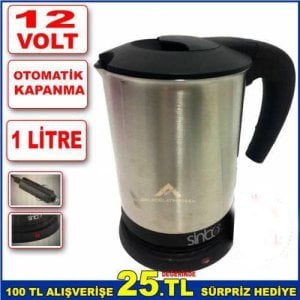 Tam Otomatik Araç Kettle Paslanmaz Çelik Gizli Resiztanlı 1 Litre Araç İçi Su Isıtıcı Oto Kettle kaliteli