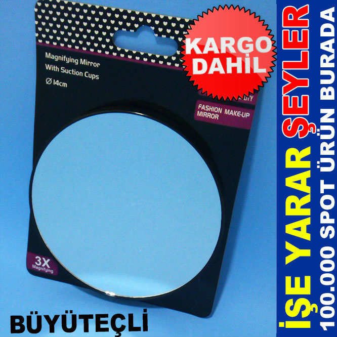 MAKYAJ İÇİN DEV AYNASI 14cm ÇAPINDA HERYERE KOLAY ADAPTE OLAN YAPIŞKAN 3 KAT BÜYÜTEÇLİ MAKYAJ AYNASI