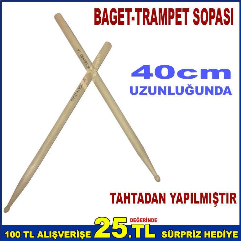 YAPICI BANDO 5B TAHTADAN ÜRETİM BAGET-TRAMPET SOPASI DAVUL, BANDO, GEÇİT TÖRENİ, OKUL MERASİMİ