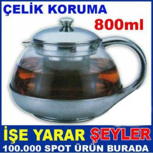 Çelik Muhafazali Cam Demlik, Çay Makinalari İçin Çelik Filtreli Cam Demlik Çaydanlik Üstü Cam Demlik