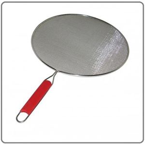 Paslanmaz Çelik 27 cm Çapında, 44 cm Boyunda Kırmızı Saplı Yağ Sıçratmaz Süzgeç