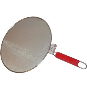 Paslanmaz Çelik 27 cm Çapında, 44 cm Boyunda Kırmızı Saplı Yağ Sıçratmaz Süzgeç